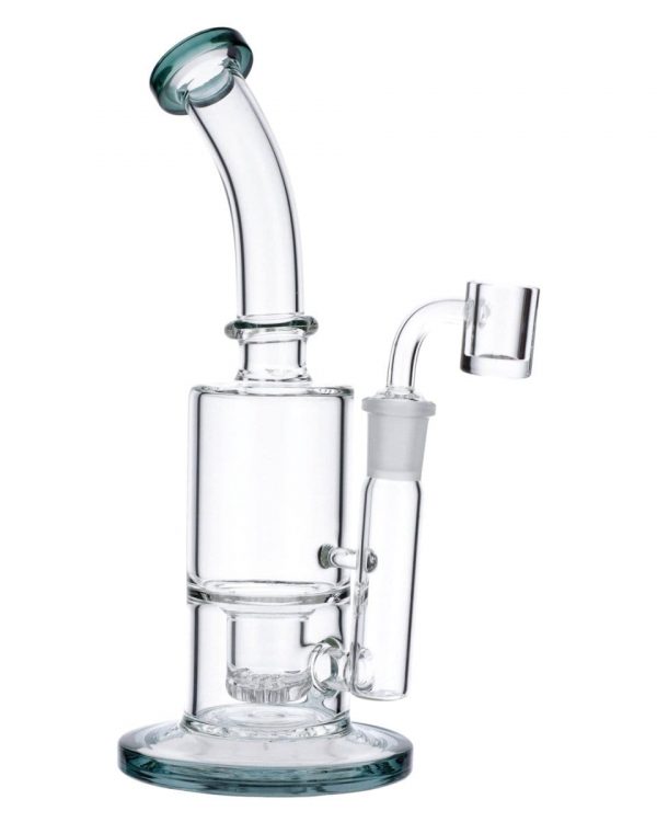 Teal Inset Honeycomb Perc Mini Rig