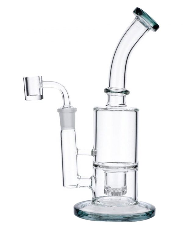 Teal Inset Honeycomb Perc Mini Rig