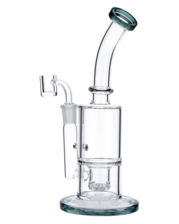 Teal Inset Honeycomb Perc Mini Rig