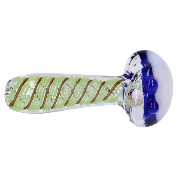 Swirling Double Blown Spoon Pipe - 4.5 in