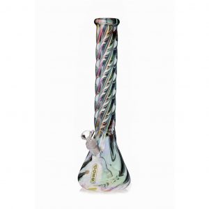Iridescent Glass Water Pipe with Diffused Downstem and Ice Catcher