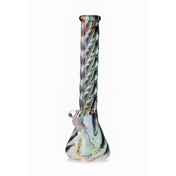 Iridescent Glass Water Pipe with Diffused Downstem and Ice Catcher