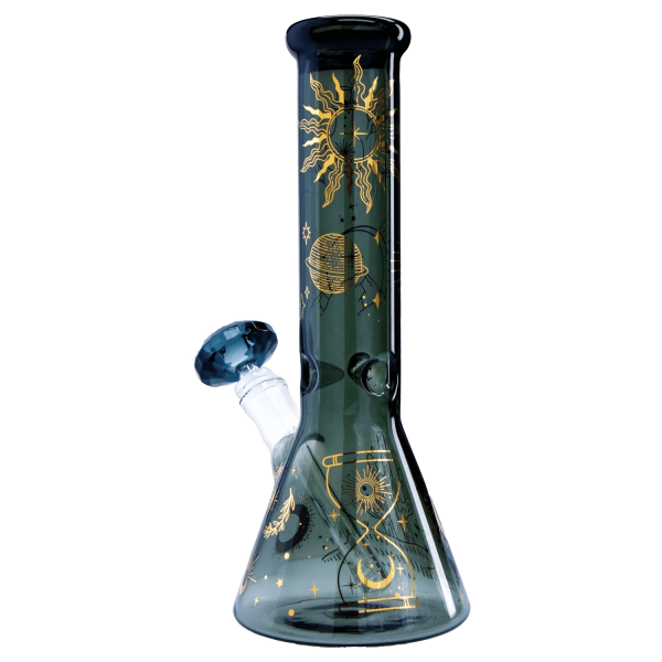Famous Design- Astral Power Beaker Bong -Transparent Black-12in