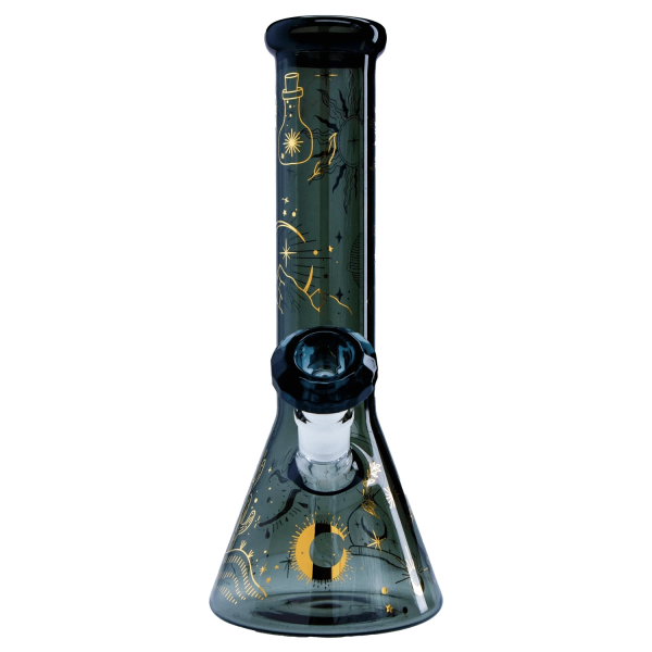 Famous Design- Astral Power Beaker Bong -Transparent Black-12in