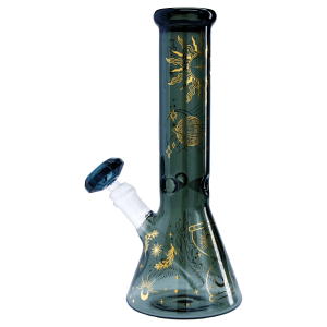 Famous Design- Astral Power Beaker Bong -Transparent Black-12in