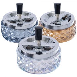 Gem-cut Glass Spinning Ashtray | 4.75"