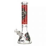 Beaker Ice Bong with Glow in the Dark Snake and Skull Print