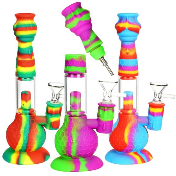 Honey Bee 2 in 1 Bong/Dab Straw- 9"/14mm F/Colors Vary