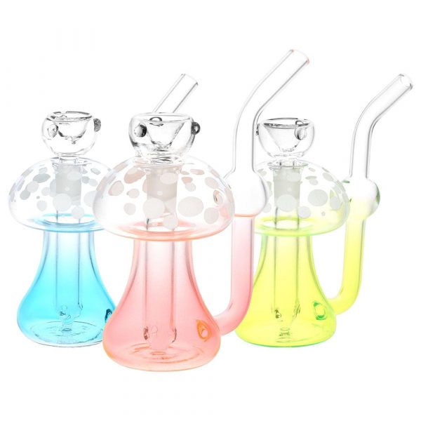 Phosphorescent Fungi Glow in the Dark Glass Bubbler - 4.75" / 14mm F / Colors Vary