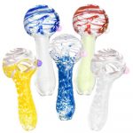 Swirled and Fritted Spoon Pipe - 3.5" / Colors Vary