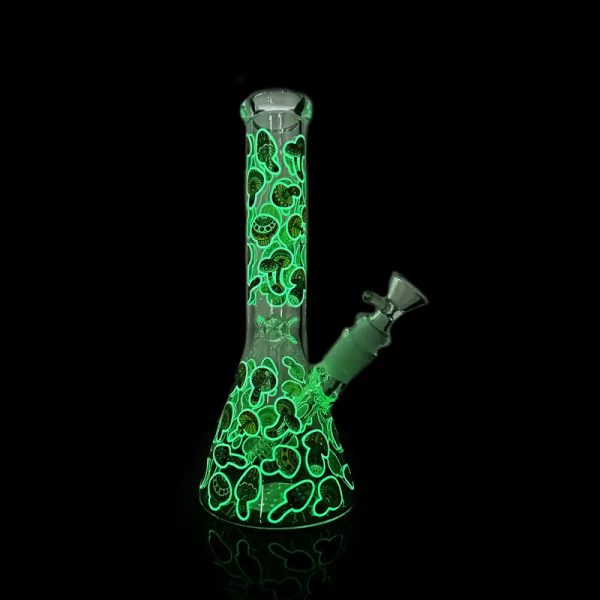 Glow in the Dark Mushroom Water Pipe with Borosilicate Glass