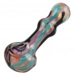 Gold Fumed Wigwag Hand Pipe With Deep Recessed Bowl