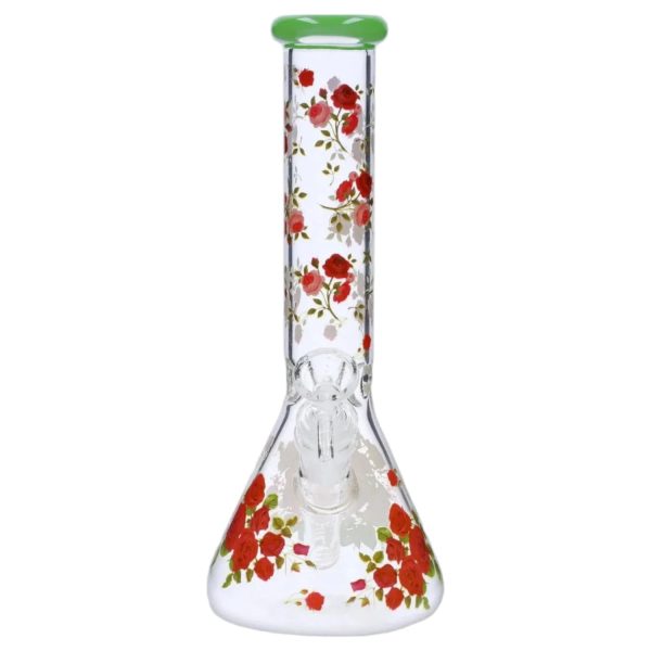 10" Flower Decal Beaker Bong