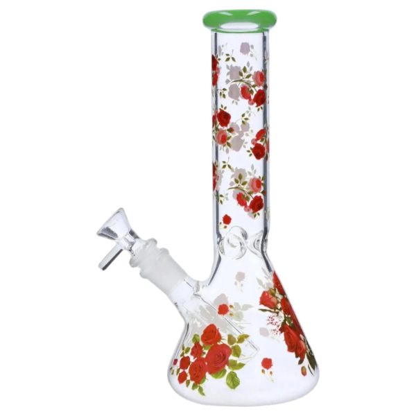 10" Flower Decal Beaker Bong