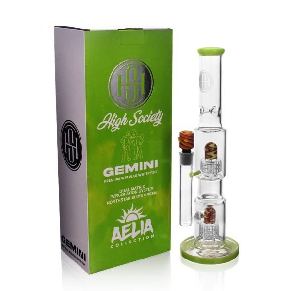 High Society | Gemini Premium Wig Wag Bong (Green)