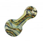 Handmade Colored Ribbon Cane Glass Spoon Pipe