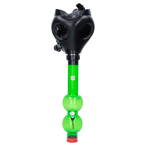JM Plastics Black Gas Mask with Bright Acrylic Bong