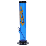 JM Plastics Flame Straight Tube with Carb Hole Acrylic Bong - 12 in.