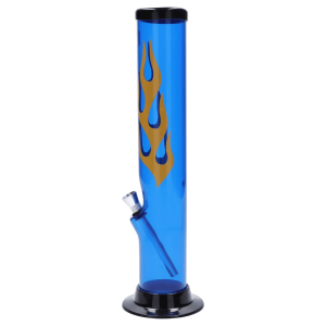 JM Plastics Flame Straight Tube with Carb Hole Acrylic Bong - 12 in.