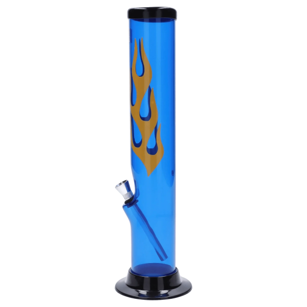 JM Plastics Flame Straight Tube with Carb Hole Acrylic Bong - 12 in.
