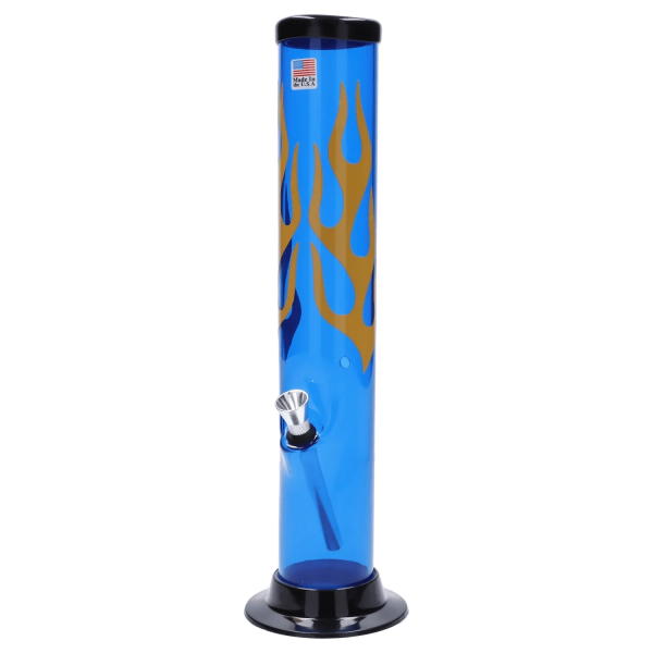 JM Plastics Flame Straight Tube with Carb Hole Acrylic Bong - 12 in.