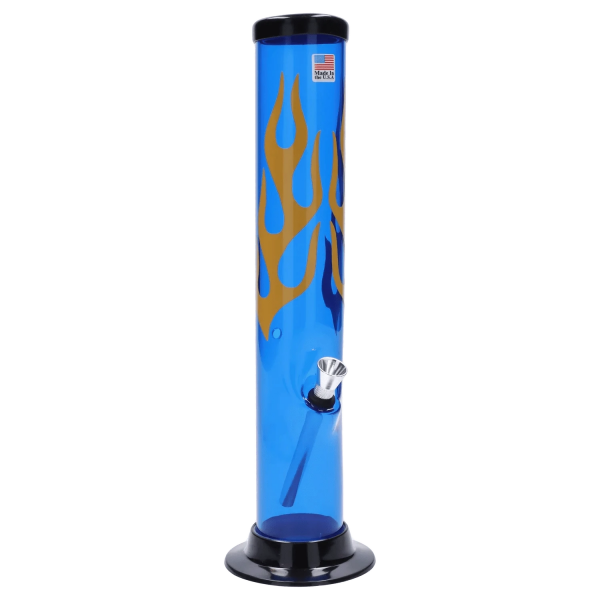 JM Plastics Flame Straight Tube with Carb Hole Acrylic Bong - 12 in.
