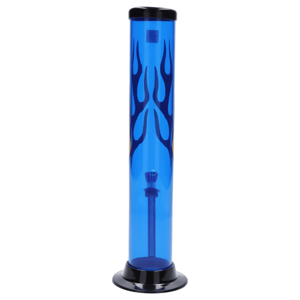 JM Plastics Flame Straight Tube with Carb Hole Acrylic Bong - 12 in.