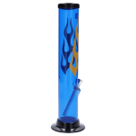 JM Plastics Flame Straight Tube with Carb Hole Acrylic Bong - 12 in.