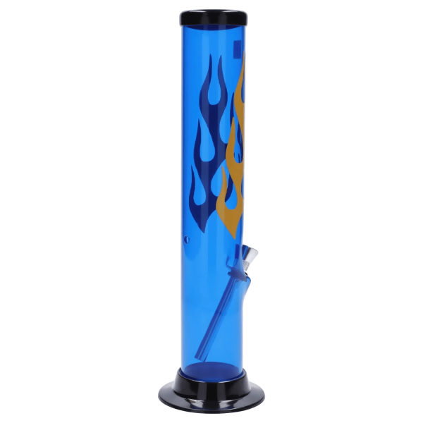 JM Plastics Flame Straight Tube with Carb Hole Acrylic Bong - 12 in.