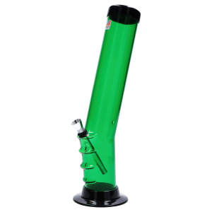 JM Plastics Straight Tube Bent Neck with Grip and Carb Hole Acrylic Bong - 12 in