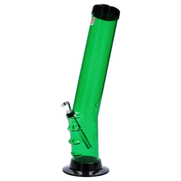 JM Plastics Straight Tube Bent Neck with Grip and Carb Hole Acrylic Bong - 12 in