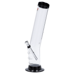 JM Plastics Straight Tube Bent Neck with Grip and Carb Hole Acrylic Bong - 12 in