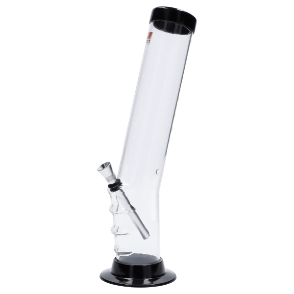 JM Plastics Straight Tube Bent Neck with Grip and Carb Hole Acrylic Bong - 12 in