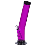 JM Plastics Straight Tube Bent Neck with Grip and Carb Hole Acrylic Bong - 12 in