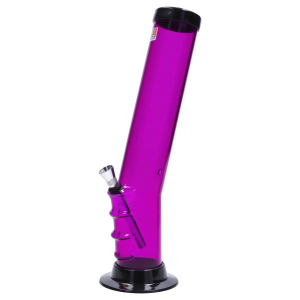 JM Plastics Straight Tube Bent Neck with Grip and Carb Hole Acrylic Bong - 12 in