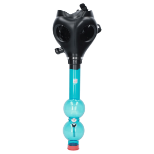 JM Plastics Black Gas Mask with Bright Acrylic Bong