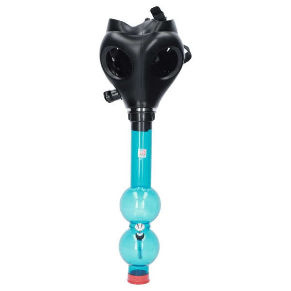 JM Plastics Black Gas Mask with Bright Acrylic Bong