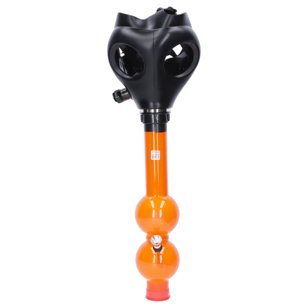JM Plastics Black Gas Mask with Bright Acrylic Bong