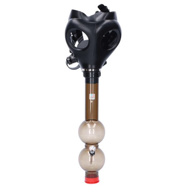 JM Plastics Black Gas Mask with Bright Acrylic Bong