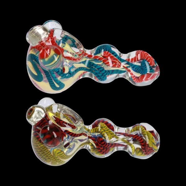 Twisty Color Marble Spoon Pipe - 4.5 in.