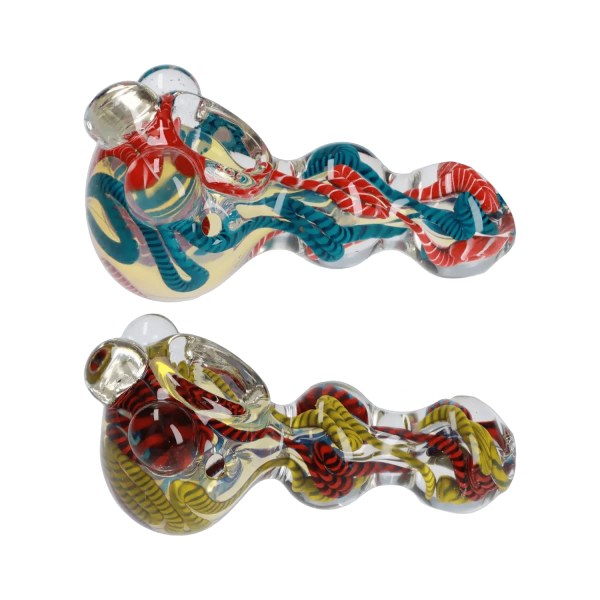 Twisty Color Marble Spoon Pipe - 4.5 in.