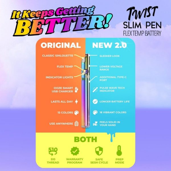 Ooze Twist Slim Pen 2.0 510 Thread Vaporizer Battery