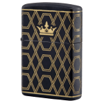Queen of Bud Black Obsidian Geometric Zippo