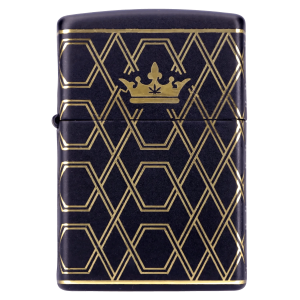 Queen of Bud Black Obsidian Geometric Zippo