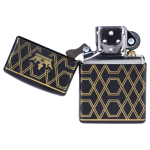 Queen of Bud Black Obsidian Geometric Zippo