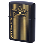 Queen of Bud Black Obsidian Vertical Flame Zippo