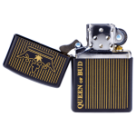 Queen of Bud Black Obsidian Vertical Flame Zippo