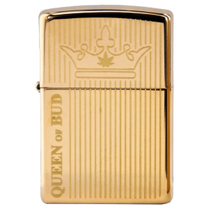 Queen of Bud Golden Vertical Flame Zippo