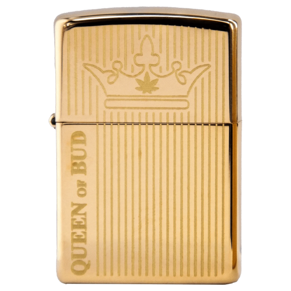 Queen of Bud Golden Vertical Flame Zippo