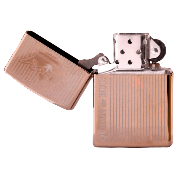 Queen of Bud Rose Quartz Vertical Flame Zippo